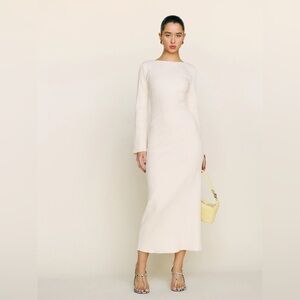 Reformation Delphina Cream Knit Midi Dress Size XS